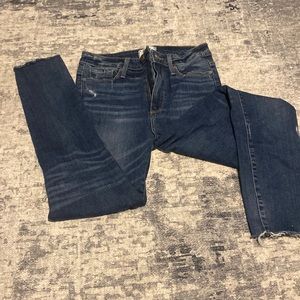 Paige dark blue ripped skinny jeans